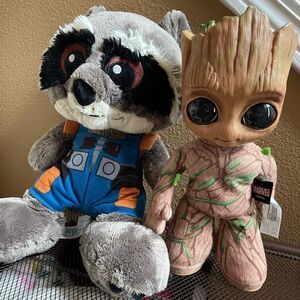Marvel Groot I Am Groot Groovy Doll & Raccoon Rocket 14 inch Plush Guardians